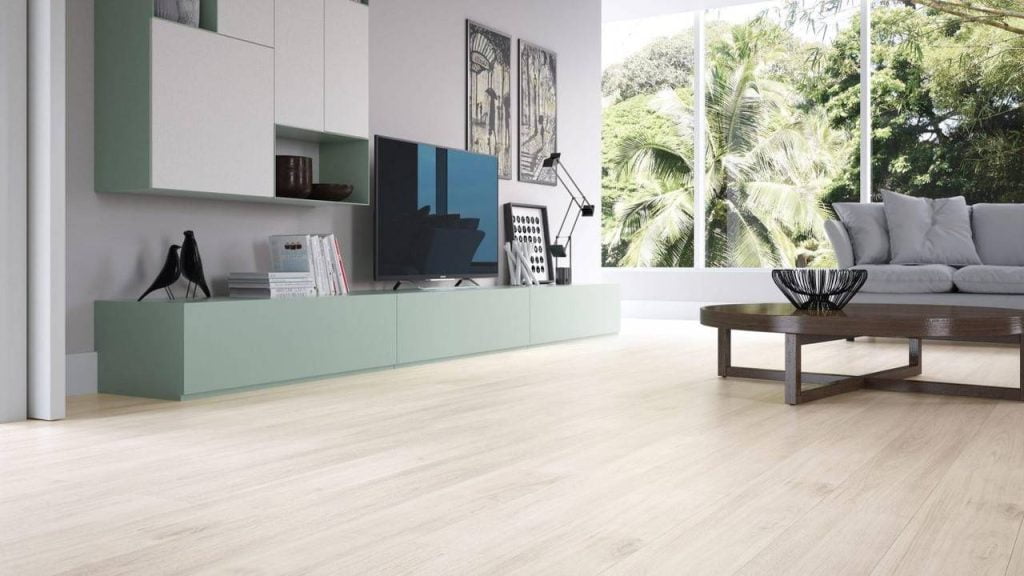 Sala de estar com piso vinílico