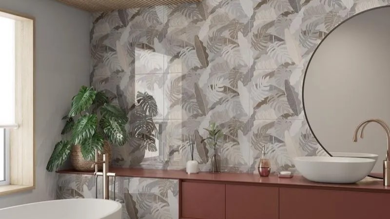 parede do banheiro com revestimento