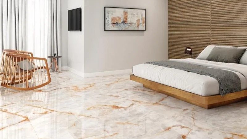 quarto moderno com piso de porcelanato