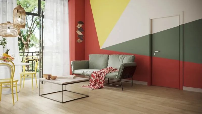 sala com design moderno e piso laminado
